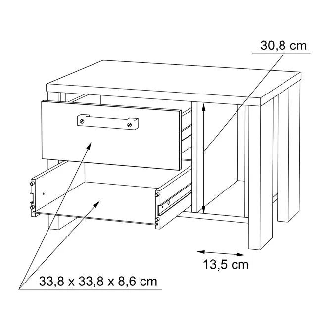 Szafka nocna CLIF z 2 szufladami i wnęką - old wood vintage, beton - CLFK021-C546