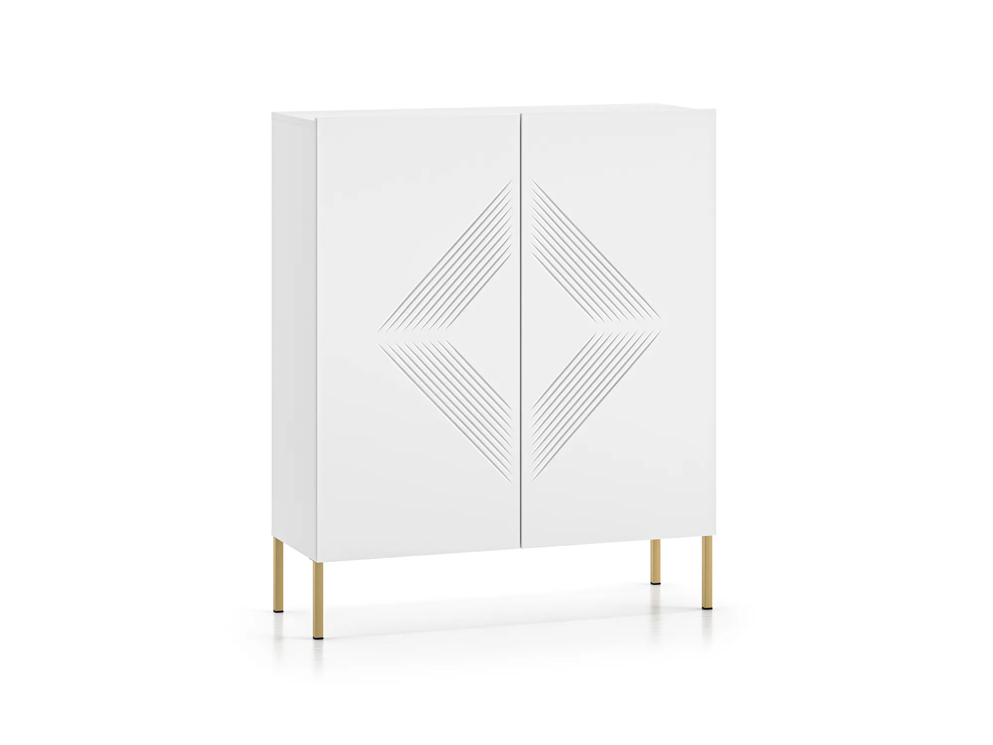 Komoda wysoka 2-drzwiowa CLEARING 01 biały alpejski, noga-złoty
