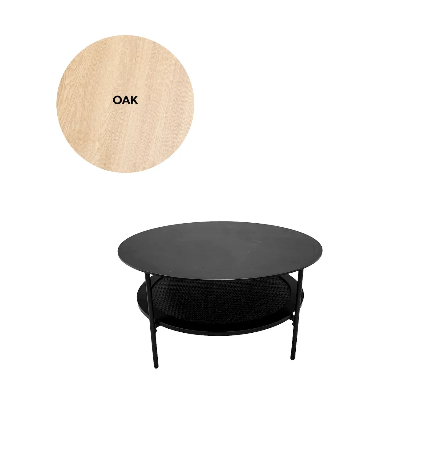 Stolik kawowy PENSACOLA okrągły Ø80 cm z półką z technorattanu - efekt dębu, naturalny Stolik kawowy PENSACOLA okrągły Ø80 cm z półką z technorattanu - efekt dębu, naturalny