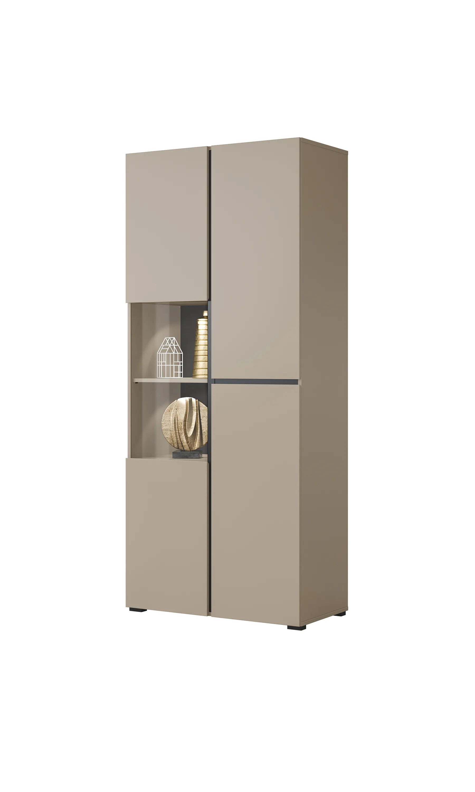 Witryna 3-drzwiowa szklana CROSS 80x183 congo beżowo-szara - 24CWMY12