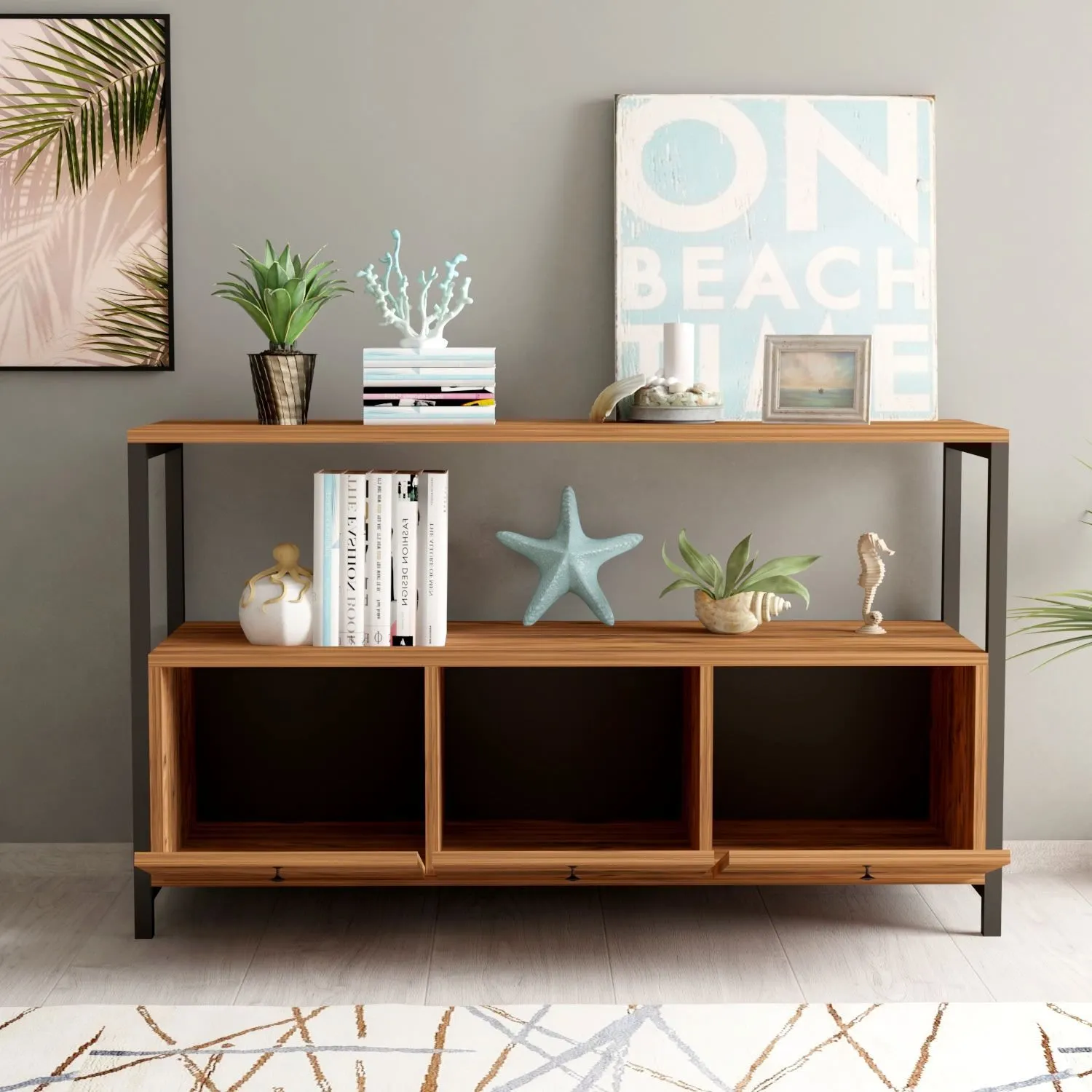 Komoda drewniana 3-drzwiowa NERO V2 sosna atlantycka metalowy stelaż - ASI_570VLT1911