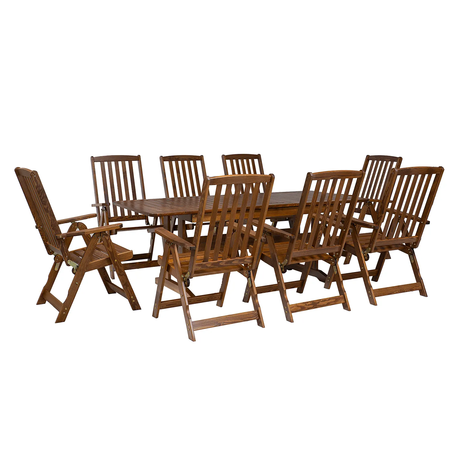 Stół ogrodowy drewniany rozkładany MEGAN LUX 90x160-208 świerk kolor orzech - DR_MO122_STOL