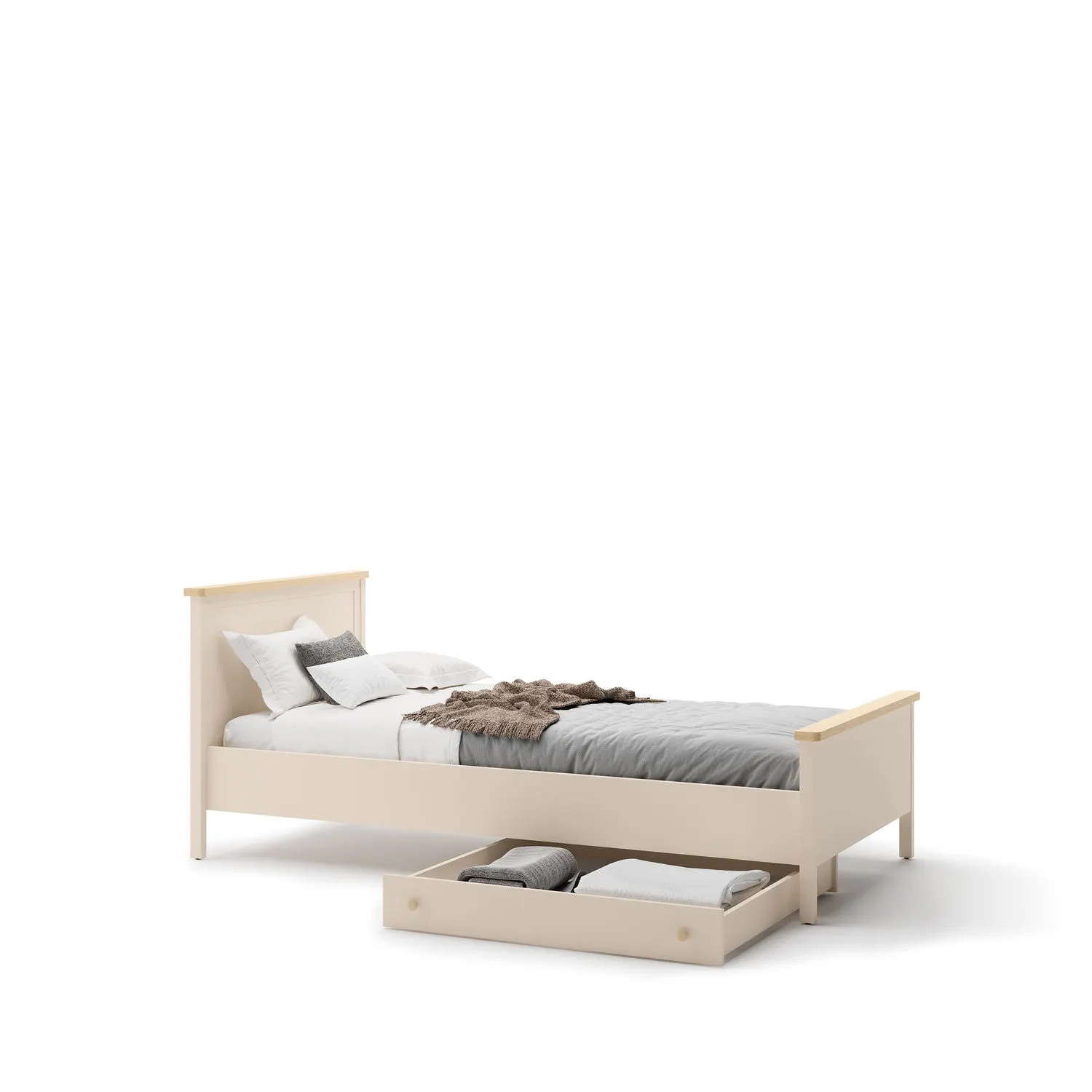 Łóżko z zagłówkiem STORY 17 120x200 beż piaskowy dąb vincenza bielony - SO17BPVB