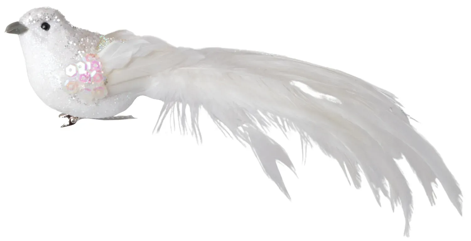 PTASZEK Z KLIPEM biały z białym ogonem