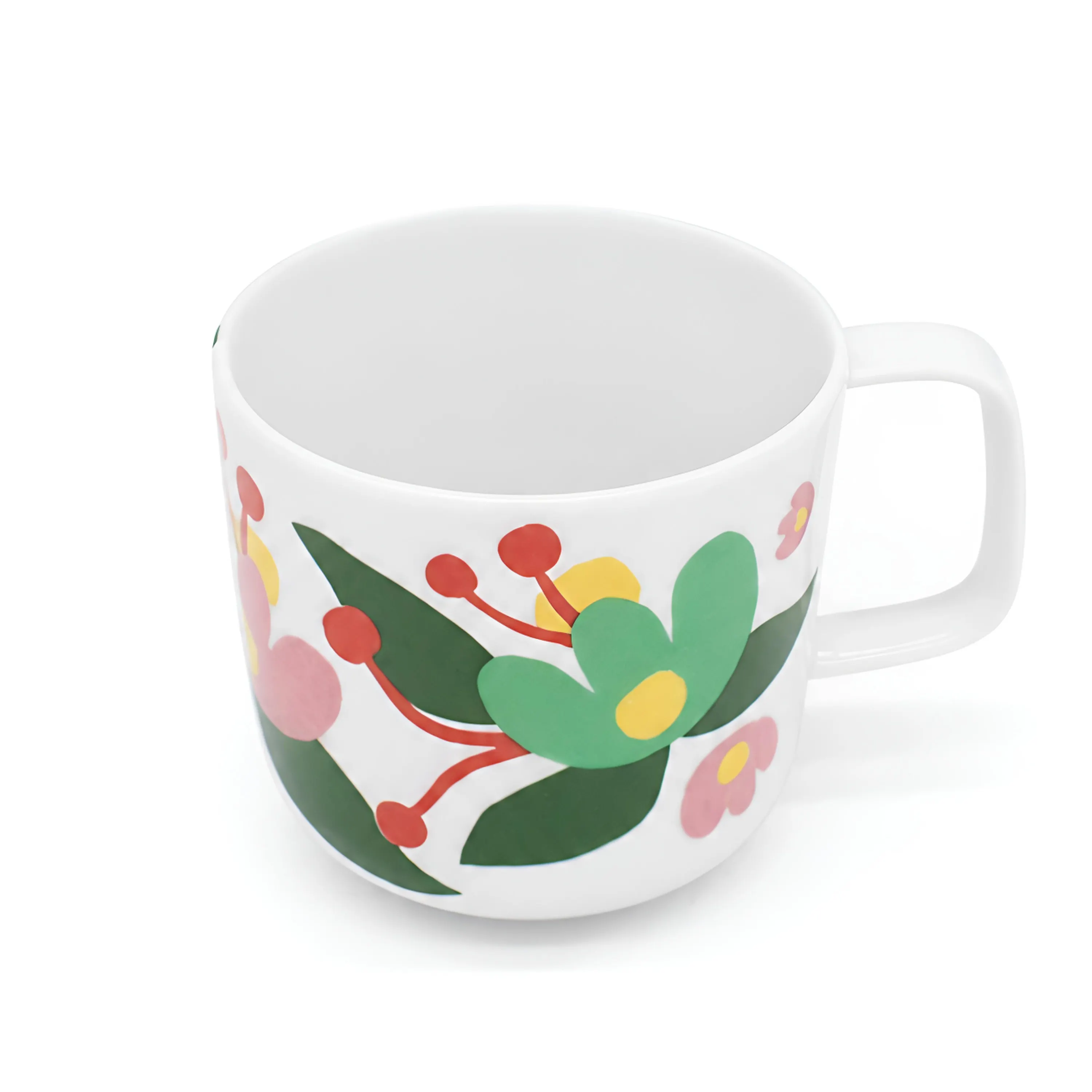 image ceramiczny kubek, wzór kwiatowy, biały kubek, filiżanka do kawy, kubek z rączką