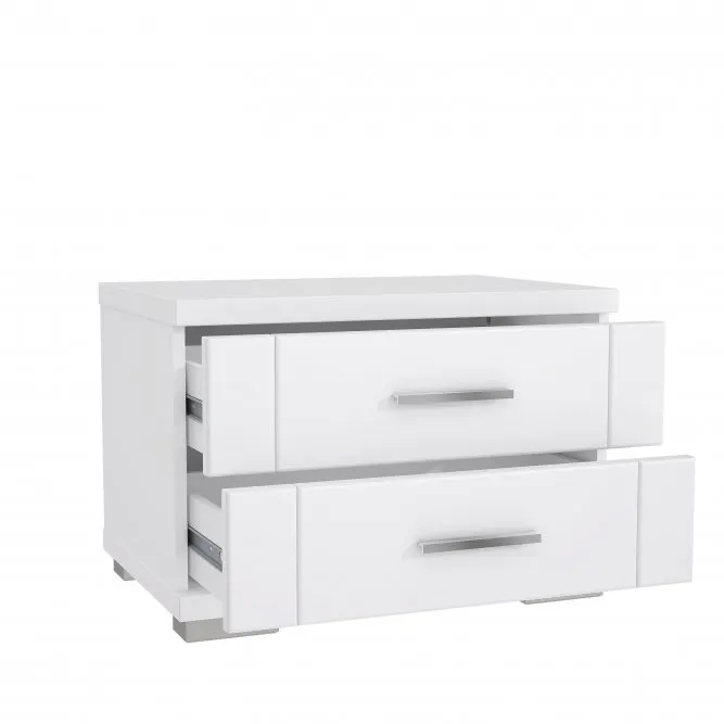 Szafka nocna z 2 szufladami SNOW - biały, chrom - SNWK02-C50