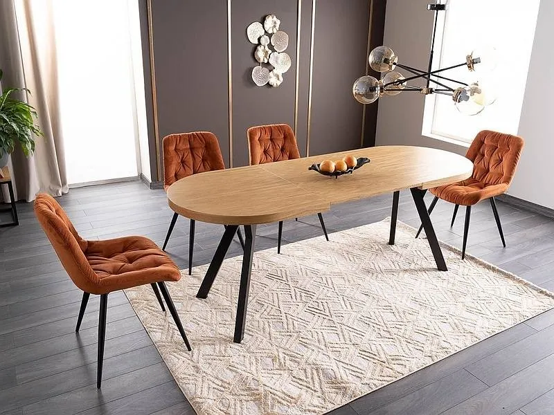 Stół rozkładany DOMINGO II 80x140-272 dąb stelaż czarny - DOMINGO2DC140