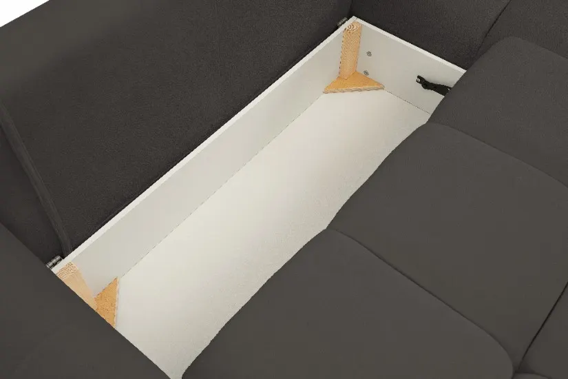 Narożnik rozkładany z pojemnikiem BASE SICURIO 257 cm L/P pikowany grafitowy - BASE_NAR_SICURIO80