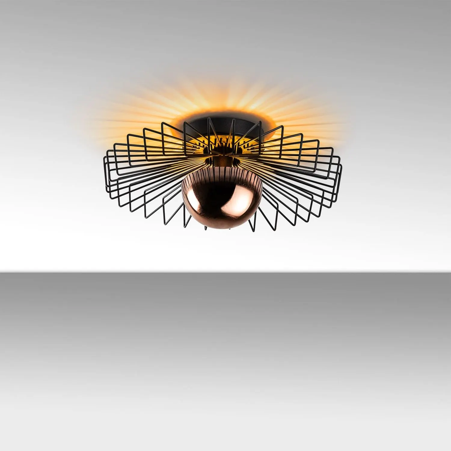 Żyrandol plafon ażurowy KAYA M czarny złoty - ASI_892OPV2432