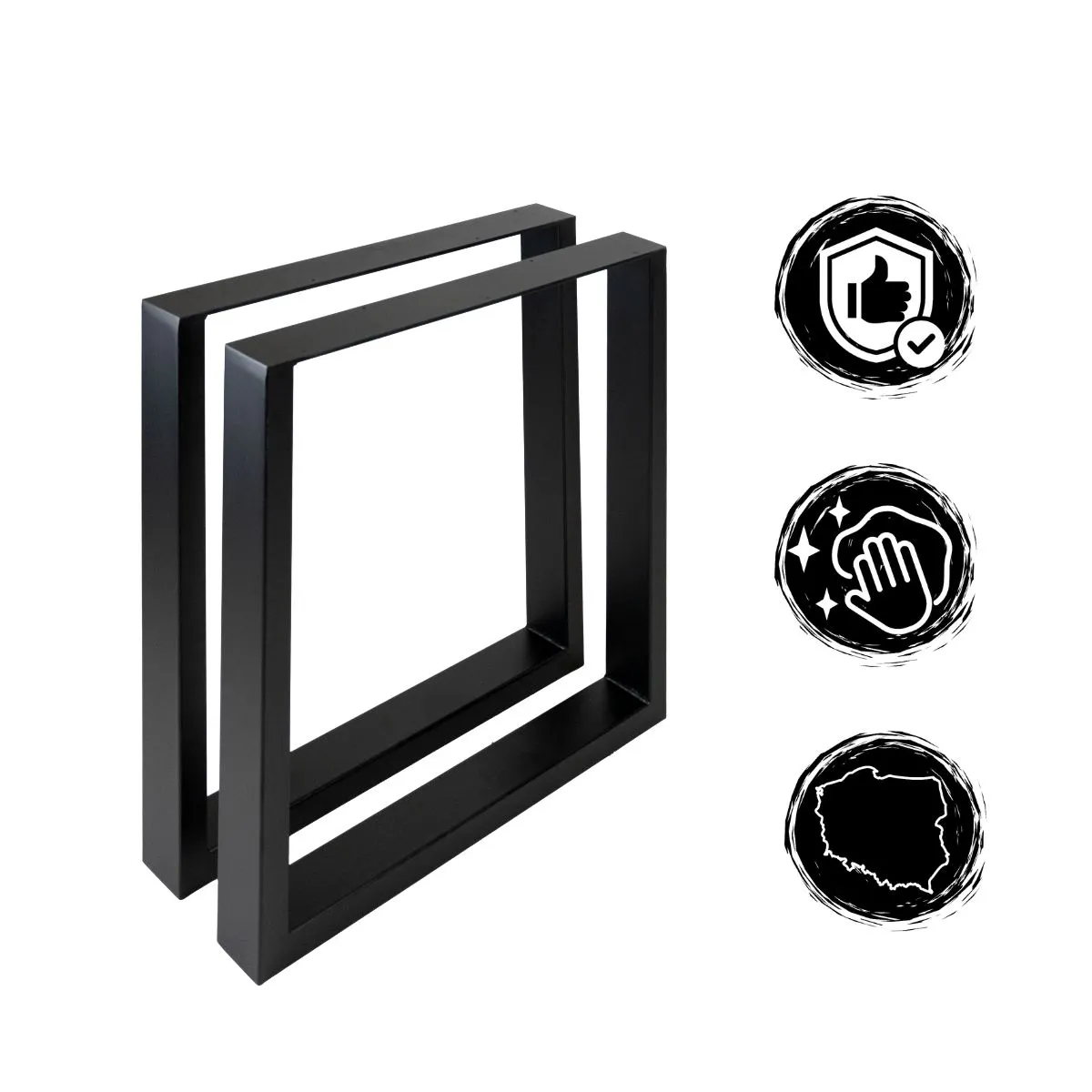 Nogi metalowe do stołu stelaż pod blat MATARO zestaw 2 szt. 72x72x8 czarne - LD_TZ000484