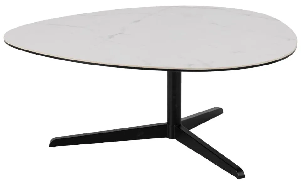 Stolik kawowy Luggio 100x95x41 Biały efekt kamienia, Czarny — zdjęcie 3