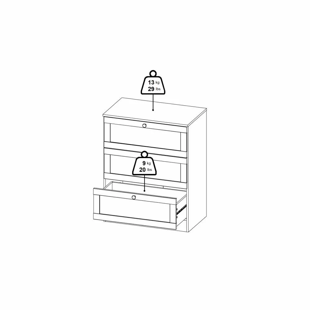 Komoda z 3 szufladami BILLUND 70 cm Jackson Hickory - TV_68055HLHL