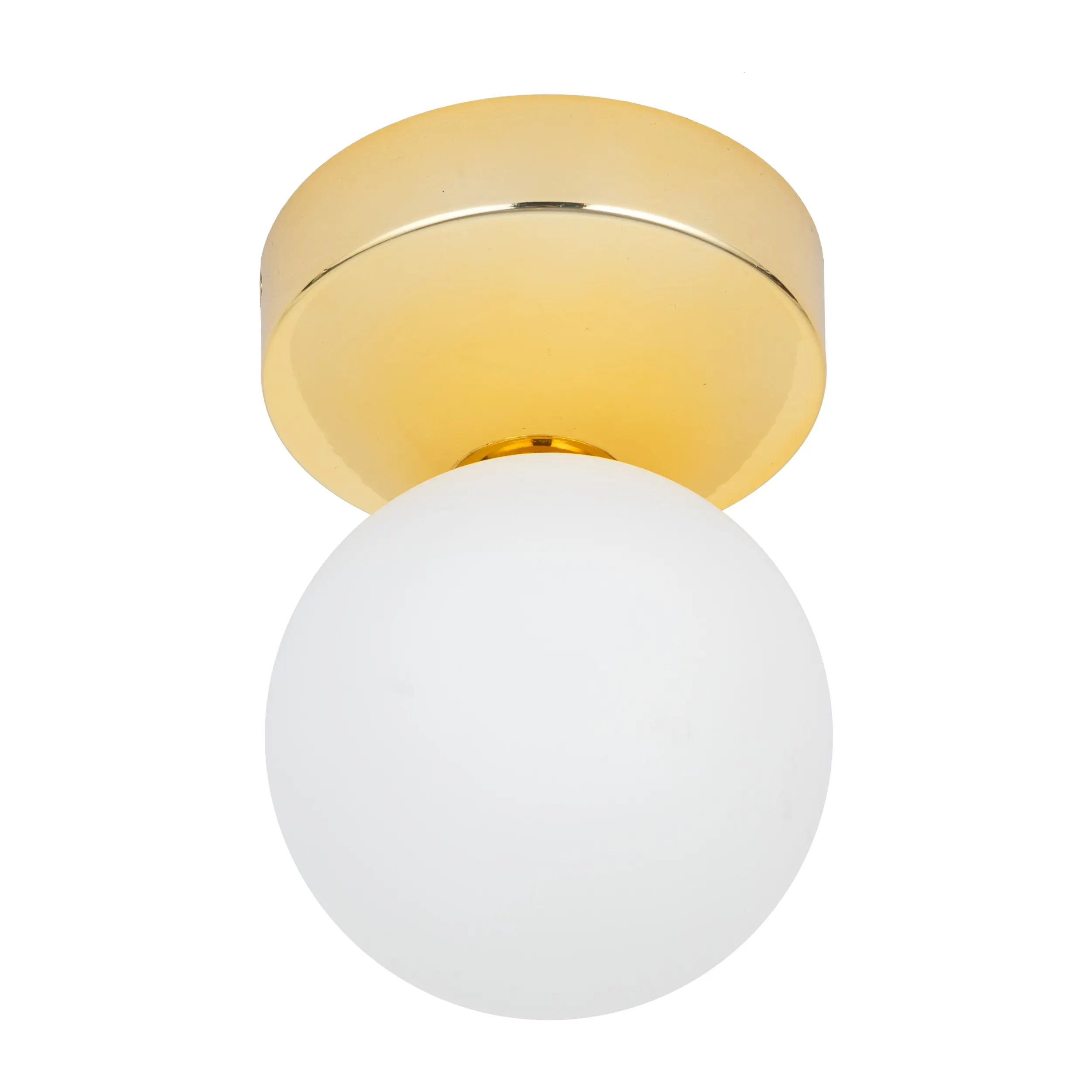 Lampa sufitowa BIANCA złota z białym okrągłym szklanym kloszem 16x15x12cm - TK_4695