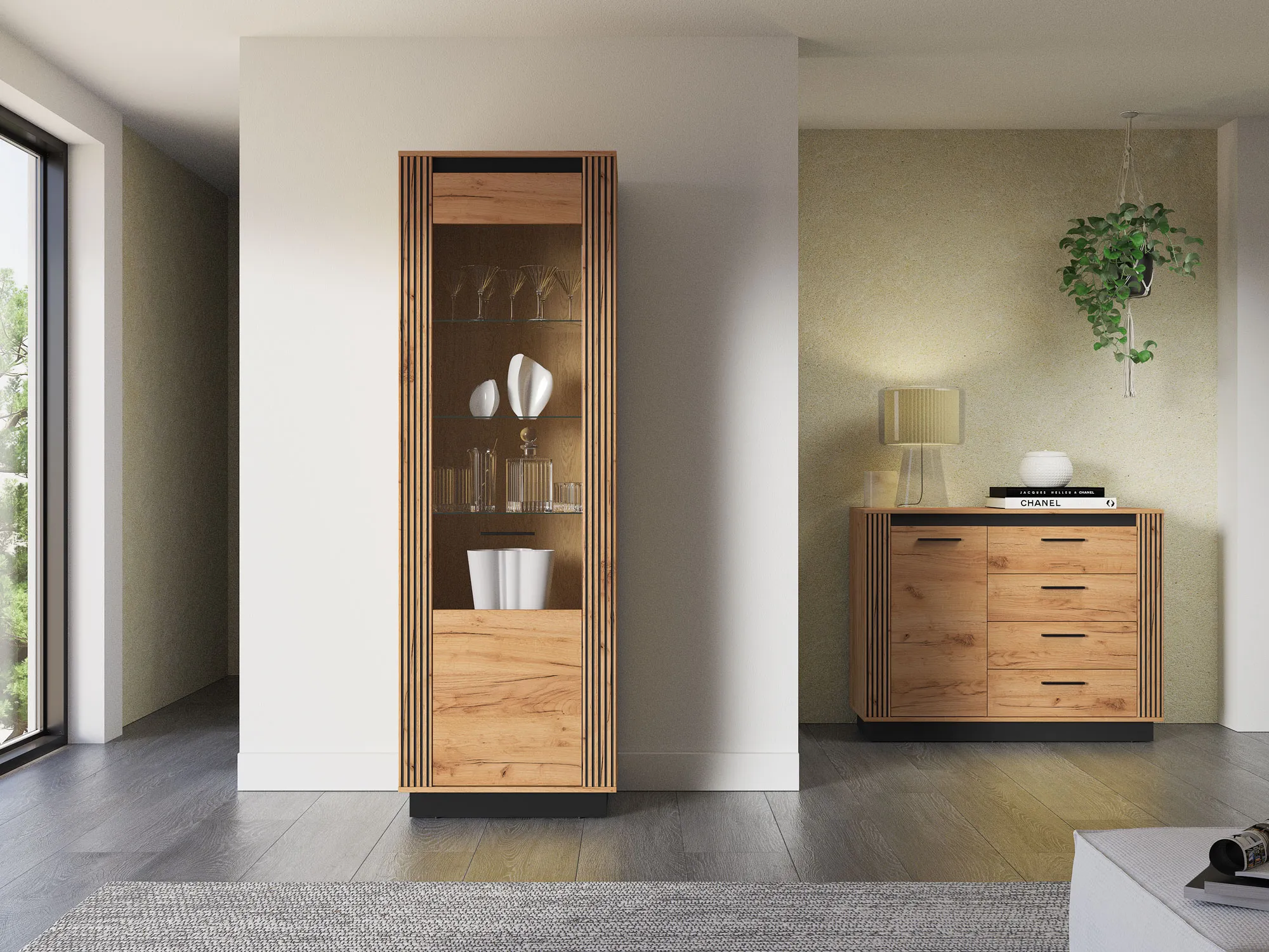 Witryna 1-drzwiowa URSO 04 craft złoty, czarny - 1URSO04-001