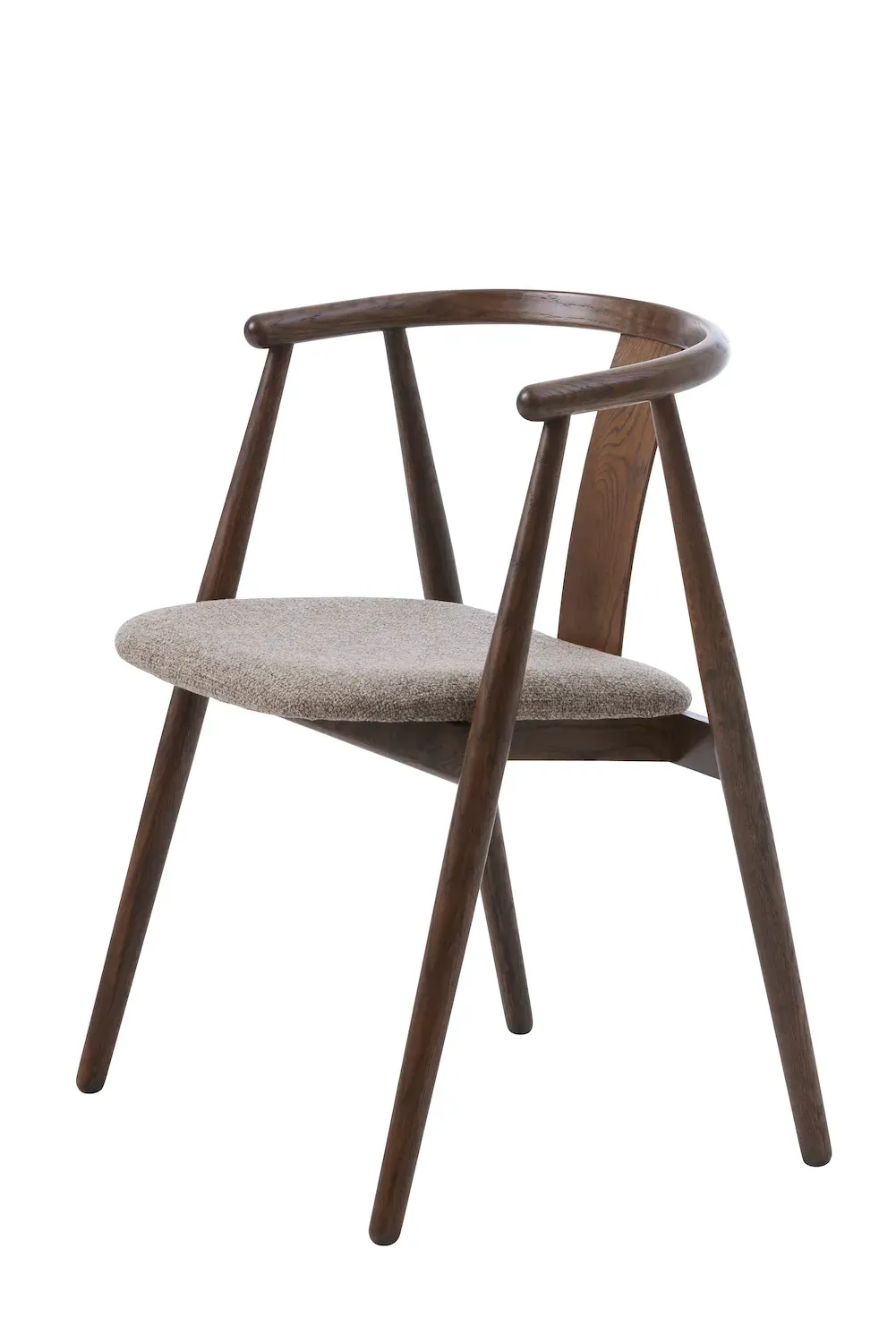 Krzesło drewniane okrągłe RELATE z podłokietnikami dąb wędzony/beżowy