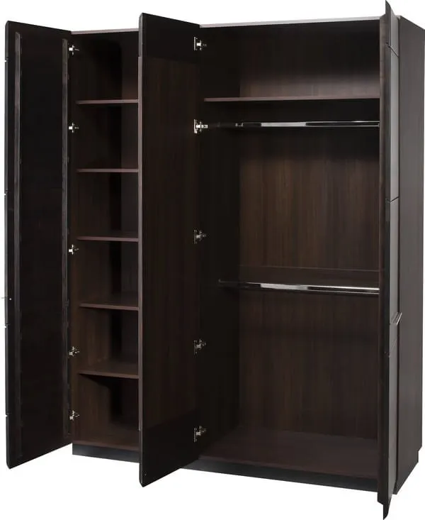 Szafa PORTI 73 3-drzwiowa z lustrem drewniana dąb antyczny czarna 210x165x60cm - TH-100-1213