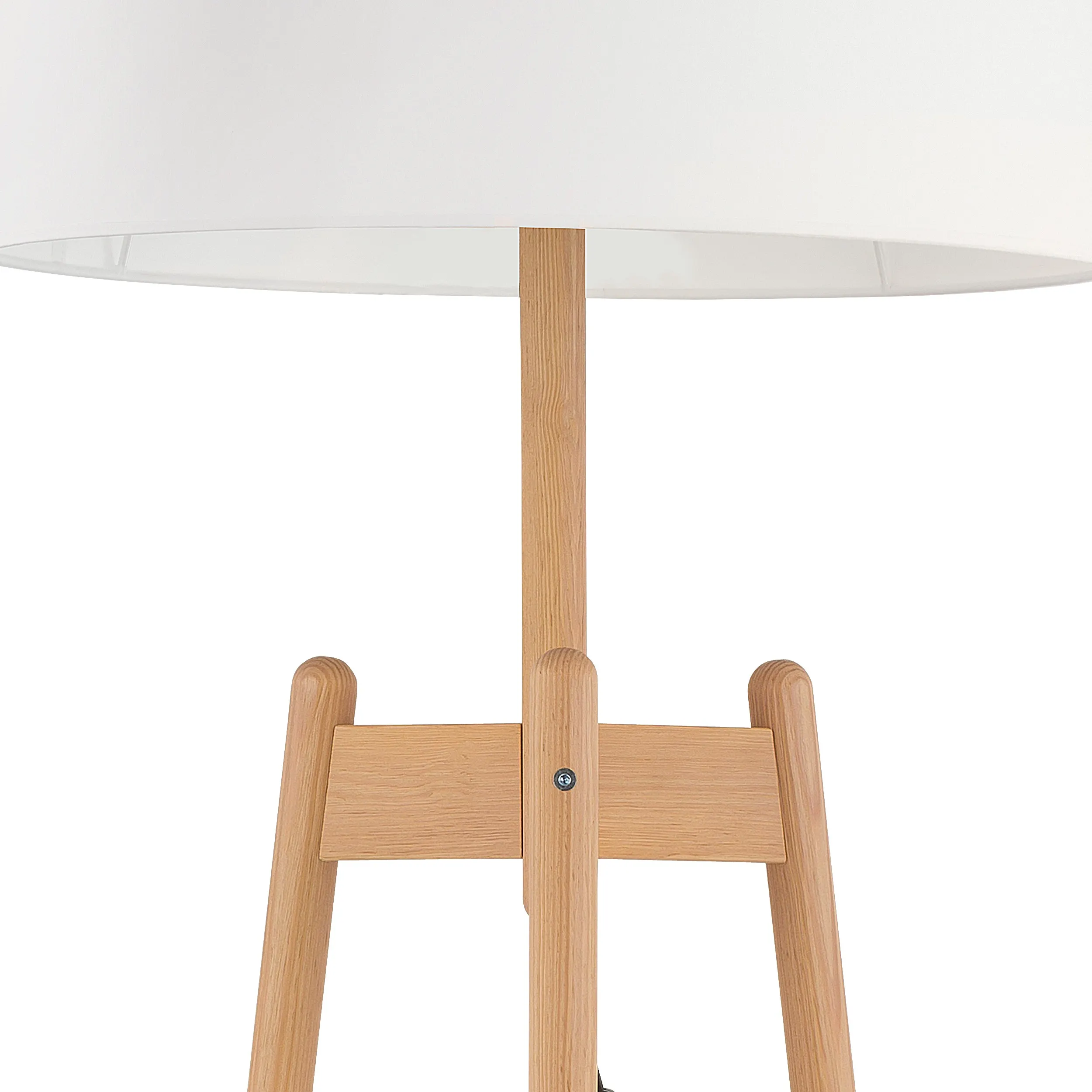 Lampa podłogowa PEREZ biała klosz z tkaniny sosnowe jasne drewniane nogi 168x50cm - TK_5424