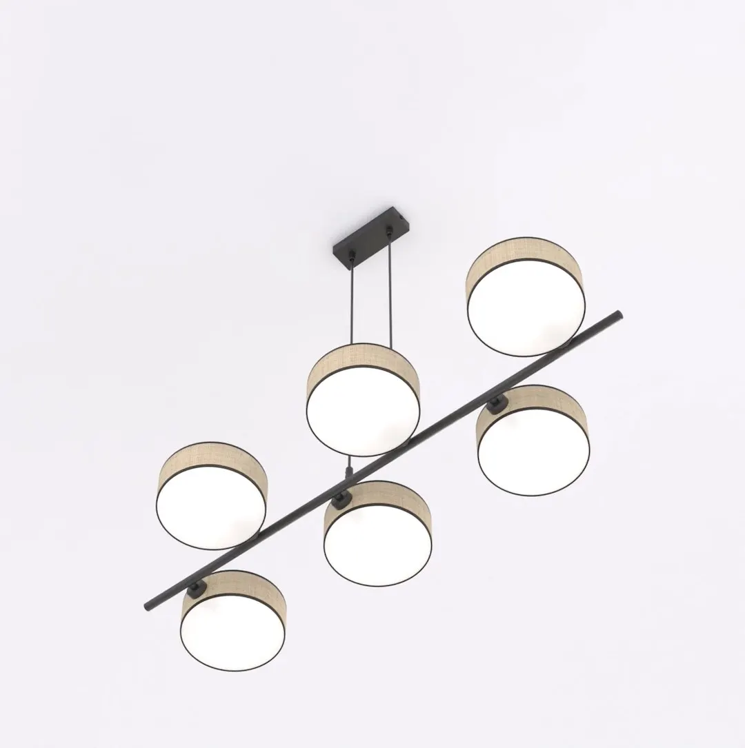 Lampa wisząca DRUMZ 6 abażur naturalny czarny — zdjęcie 4