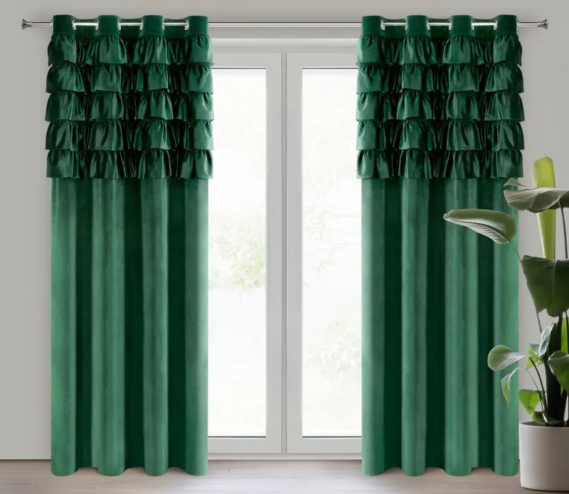 ZASŁONA GOTOWA AURA 140 X 250 CM CIEMNOZIELONY