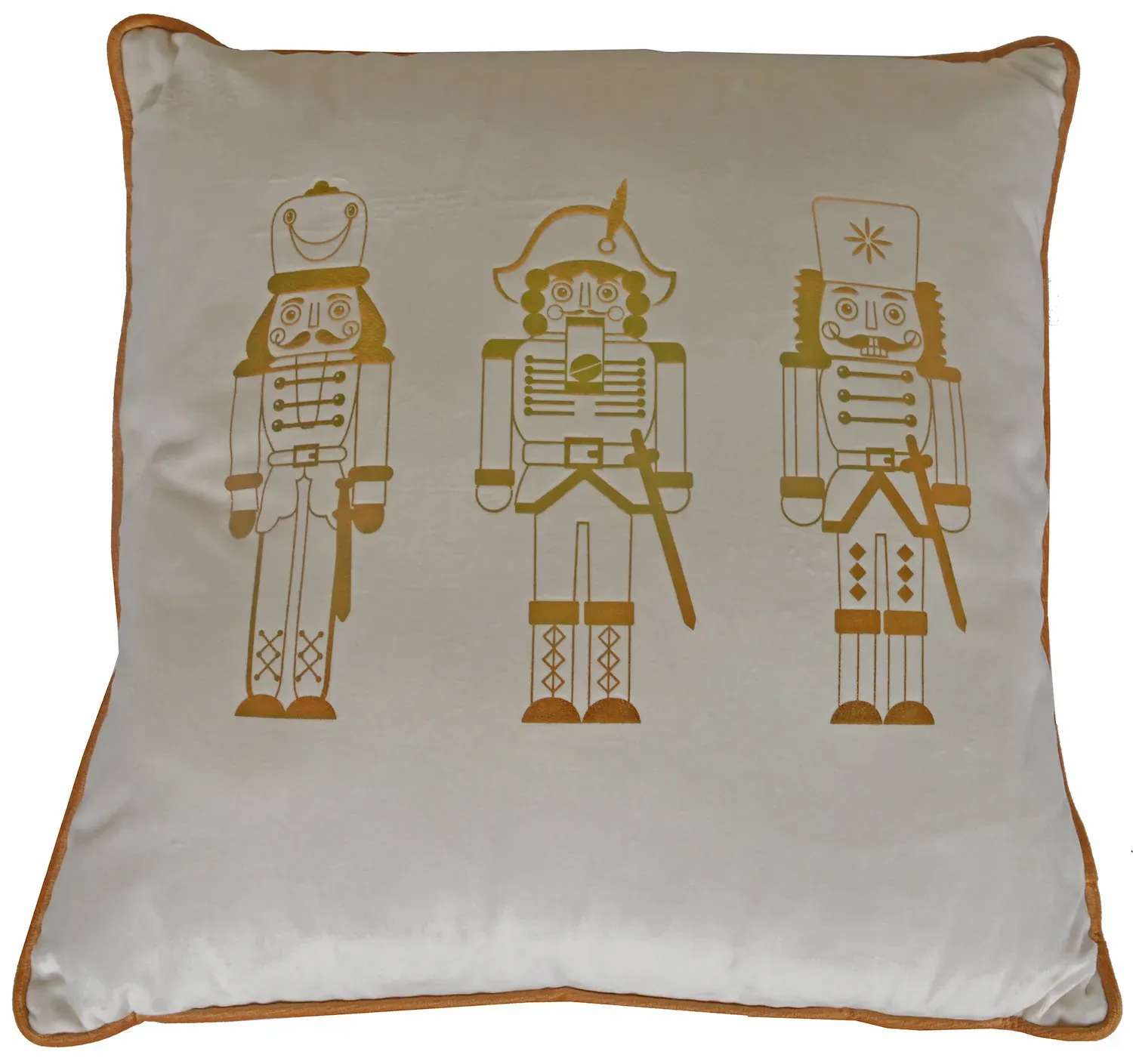 Poduszka świąteczna welurowa Z ŻOŁNIERZYKAMI 45x45 biała