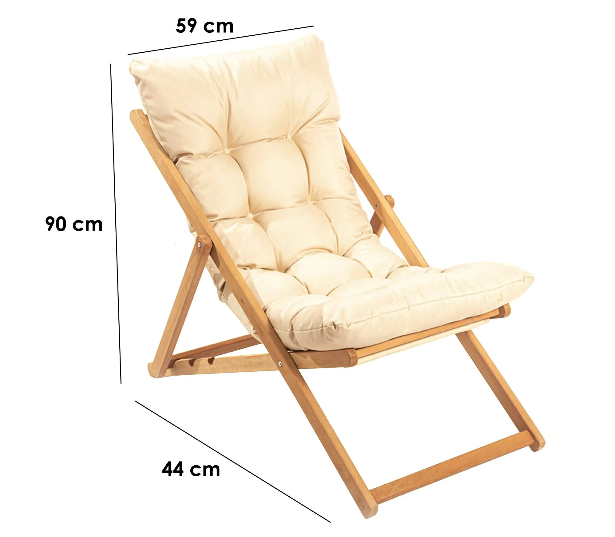 Leżak - krzesło ogrodowe MY006 jasny kremowy naturalny - ASI_644MYD1106