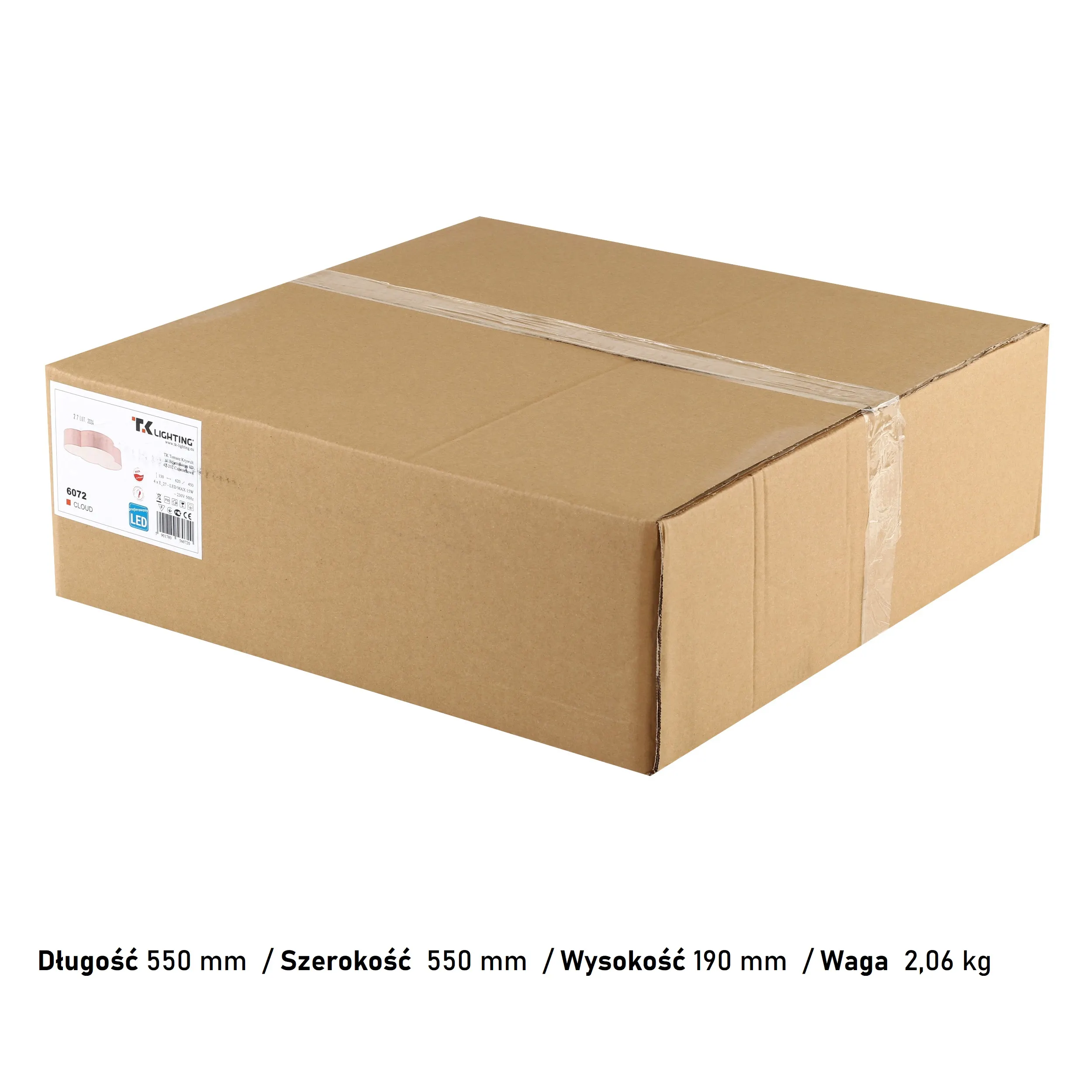 Plafon / Kinkiet CLOUD różowy z tkaniny z białym kloszem w kształcie chmury 62x45x13cm - TK_6072