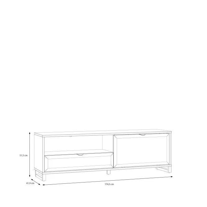 Szafka RTV MAREDA P z szufladą i klapą - dąb valencia, piaskowy - MAQT121R-M966