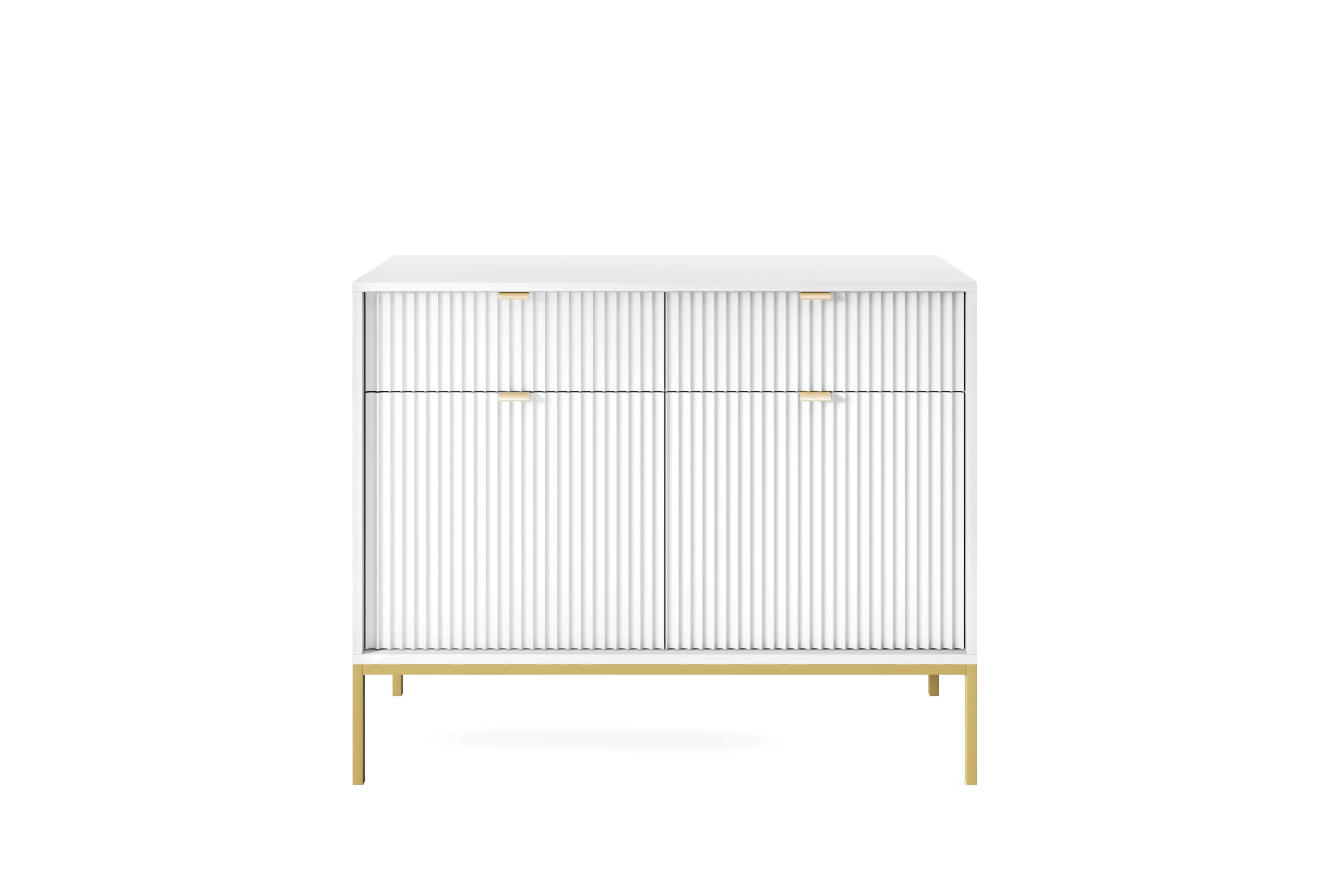 Komoda 2-drzwiowa z 2 szufladami NOVA Biały, Złoty - NOVA_KSZ104_BZL