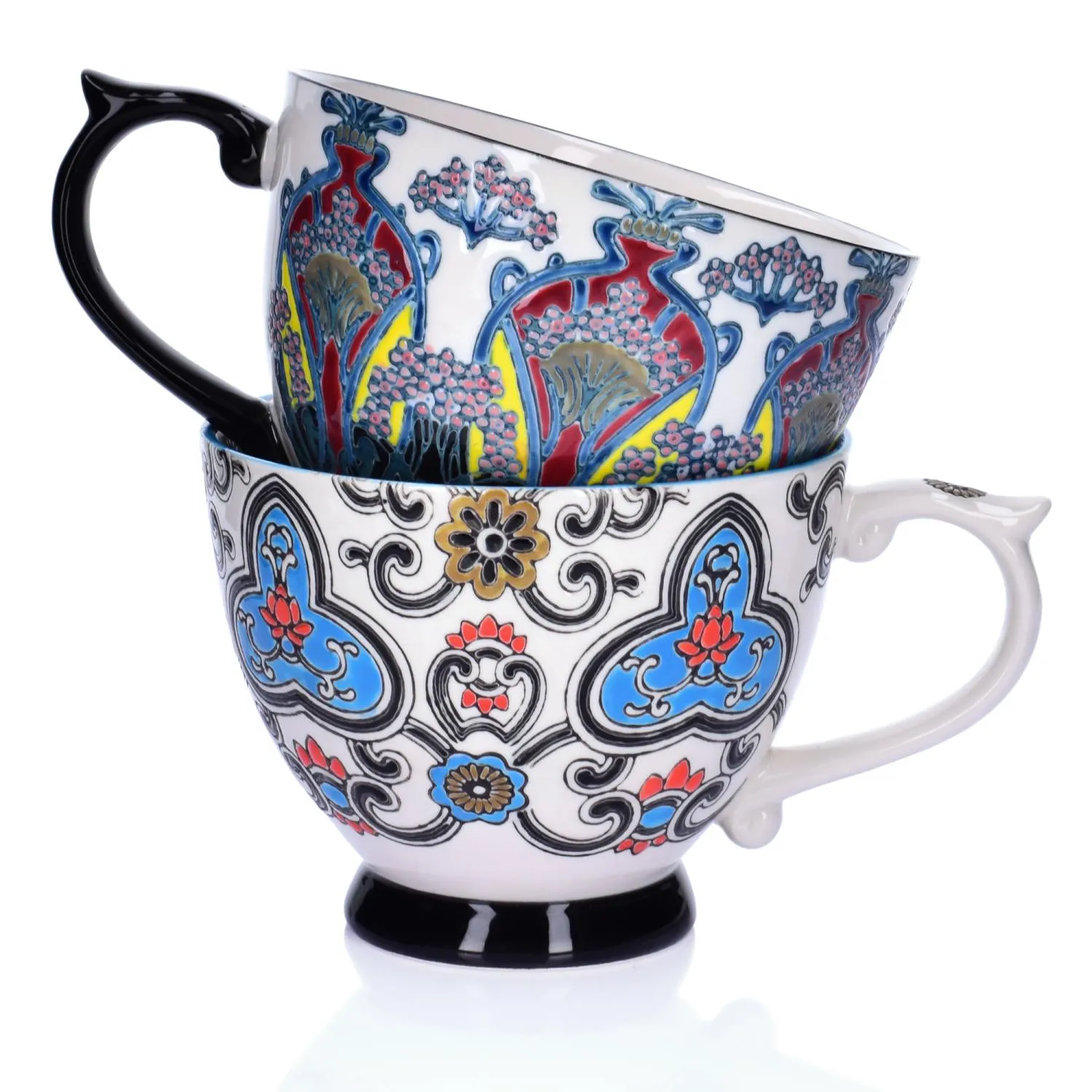 mug, cup, porcelanowy, wzór, wielokolorowy