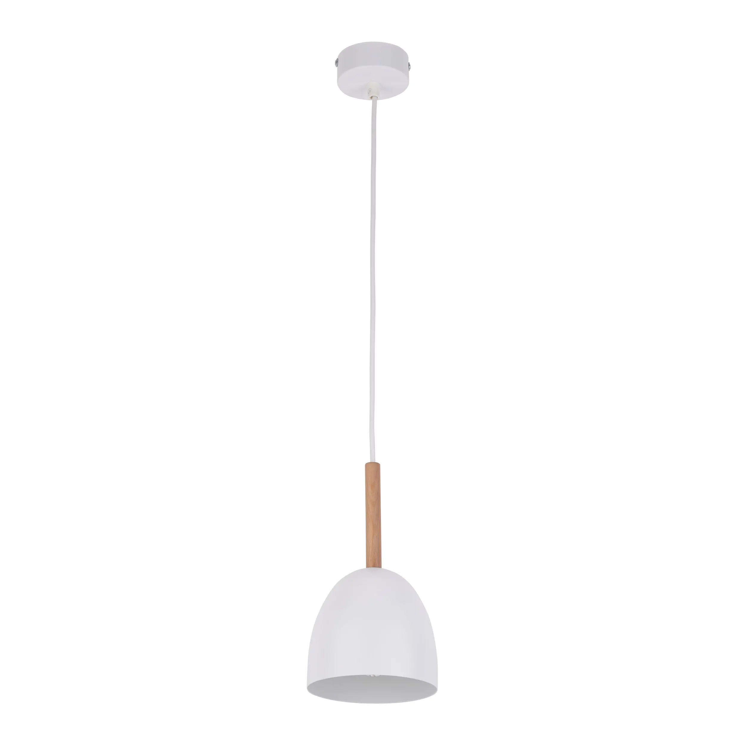 Lampa wisząca NORD białą z drewnianym elementem 155x13cm
