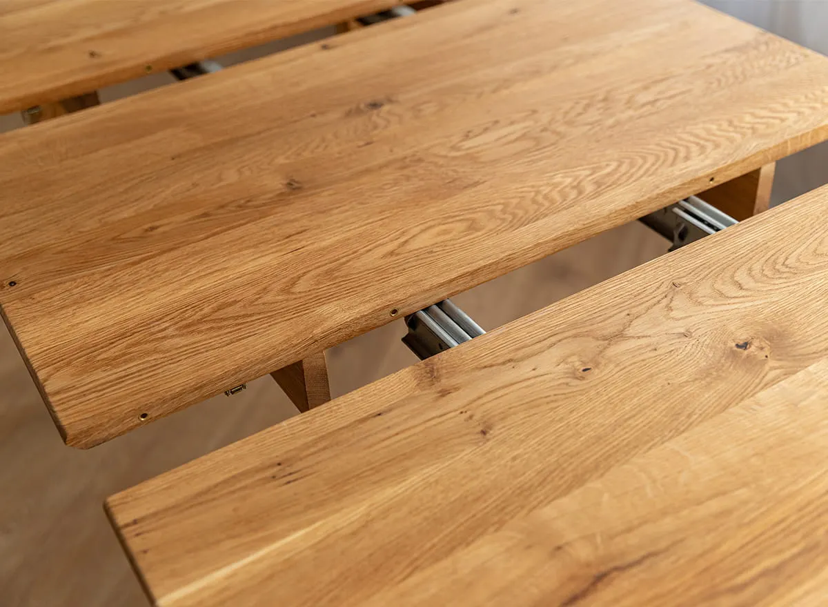 Stół dębowy okrągły ORBETELLO rozkładany 90x90(140-190) - dąb olejowany - KULSR90_2X50