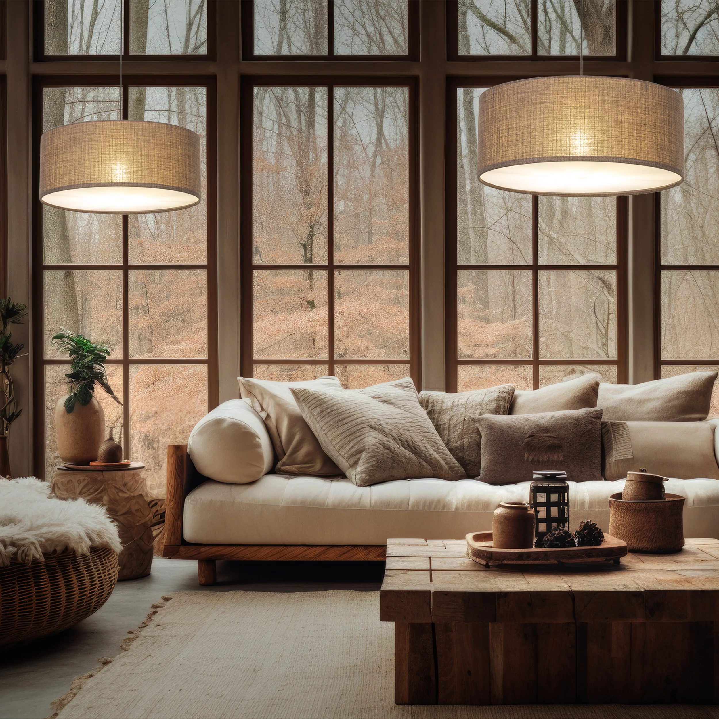 Lampa wisząca EARTH czarna z brązowym kloszem z tkaniny białym spodem okrągłym 110x50cm - TK_10100