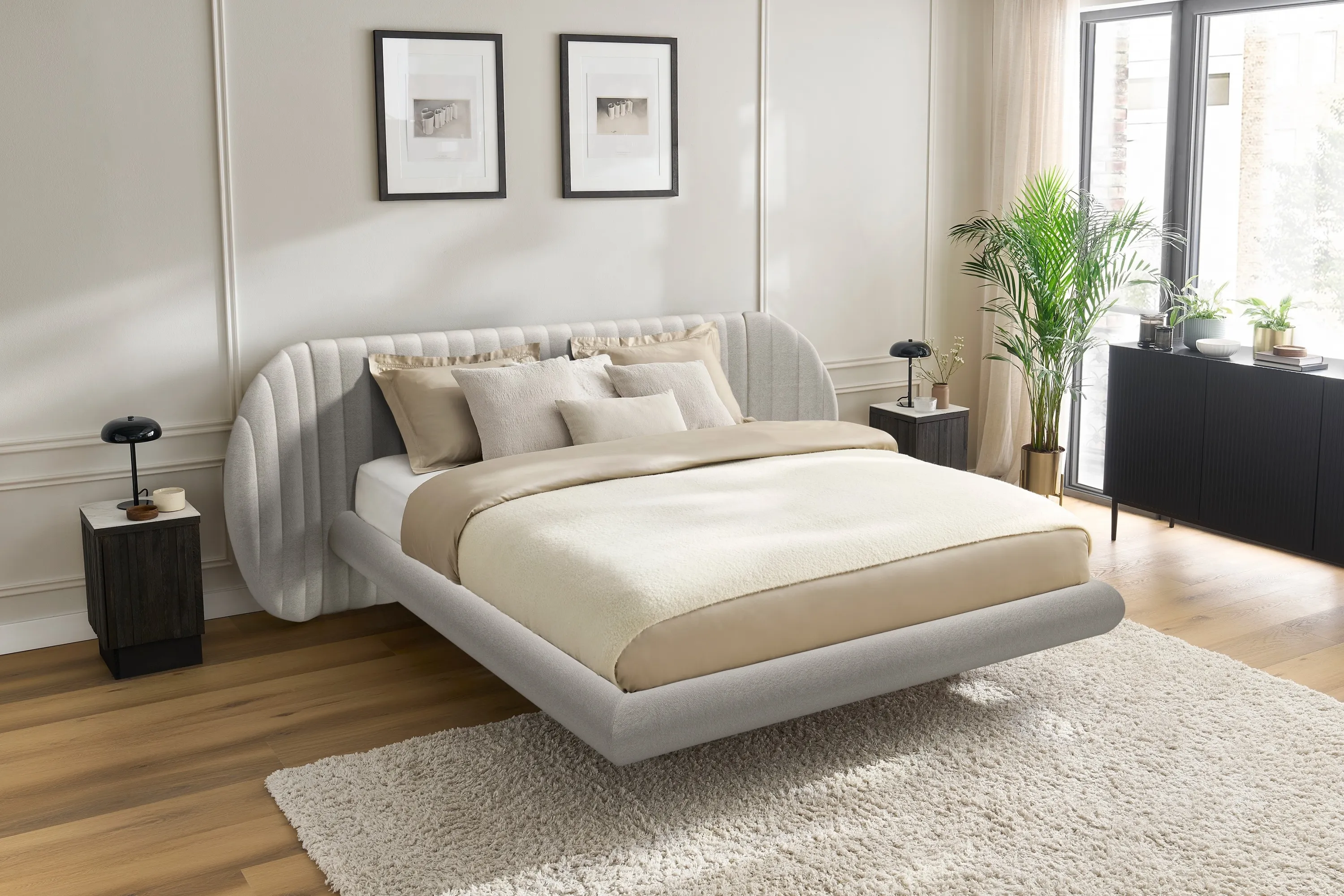 Łóżko Galin lewitujące / 180x200 / Leo 03 - kremowy - B_158539