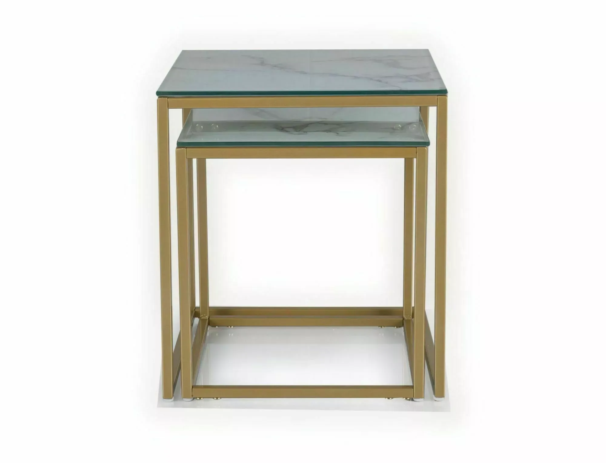 Stoliki kawowe GLORIA II 2-set białe efekt marmuru/złote nogi - GLORIAIIBZL