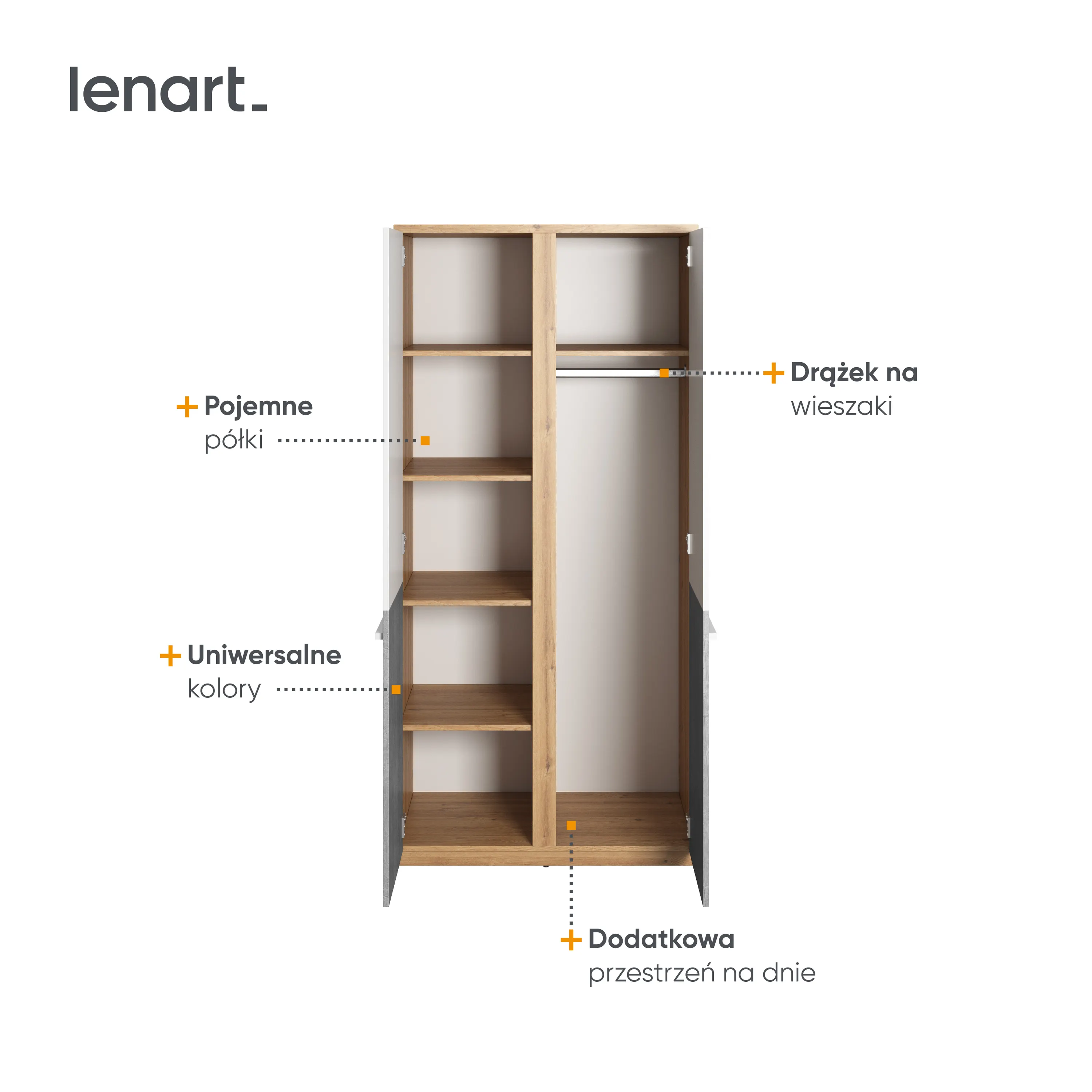 Szafa 2-drzwiowa Plano PN-02 dąb nash - PN2DBB