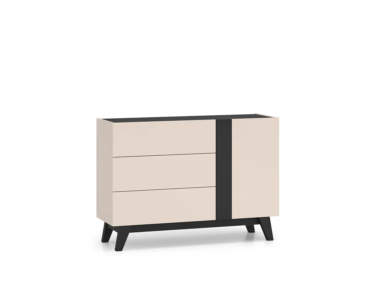Komoda z półkami i szufladami FRESHION 120 cm beżowo-czarna