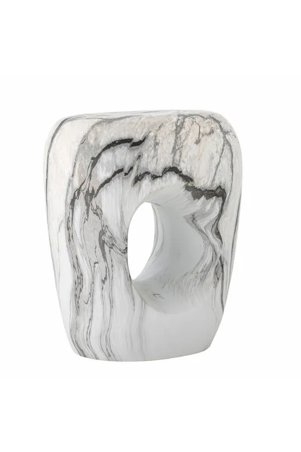 ceramiczny wazon, wazon z marmurowym wzorem, biały czarny, wazon z otworem, rzeźbiony wazon