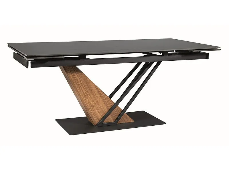 Stół rozkładany ceramiczny blat GENESIS 90x180-240 czarny efekt marmuru stelaż jesion czarny mat Stół rozkładany ceramiczny blat GENESIS 90x180-240 czarny efekt marmuru stelaż jesion czarny mat