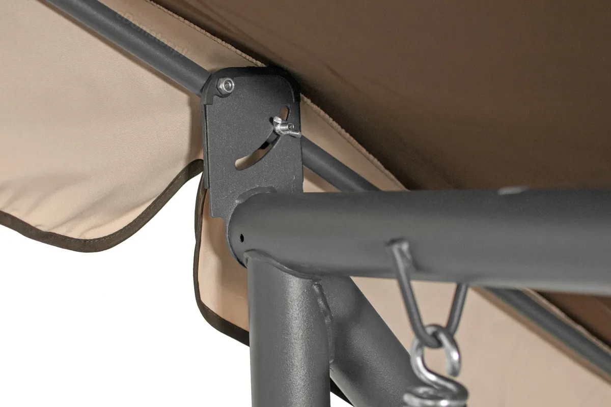 Huśtawka ogrodowa rozkładana GRACJA z regulowanym daszkiem 230 cm - brązowa - FE5906948100503