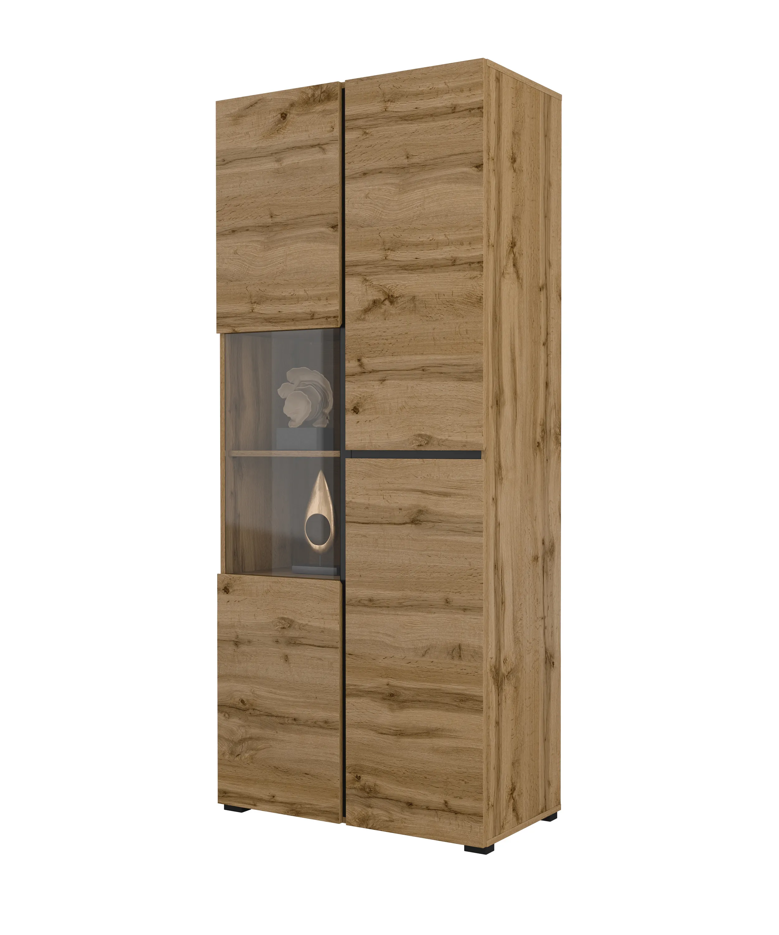 Witryna 3-drzwiowa szklana CROSS 80x183 dąb wotan - 24N6MY12