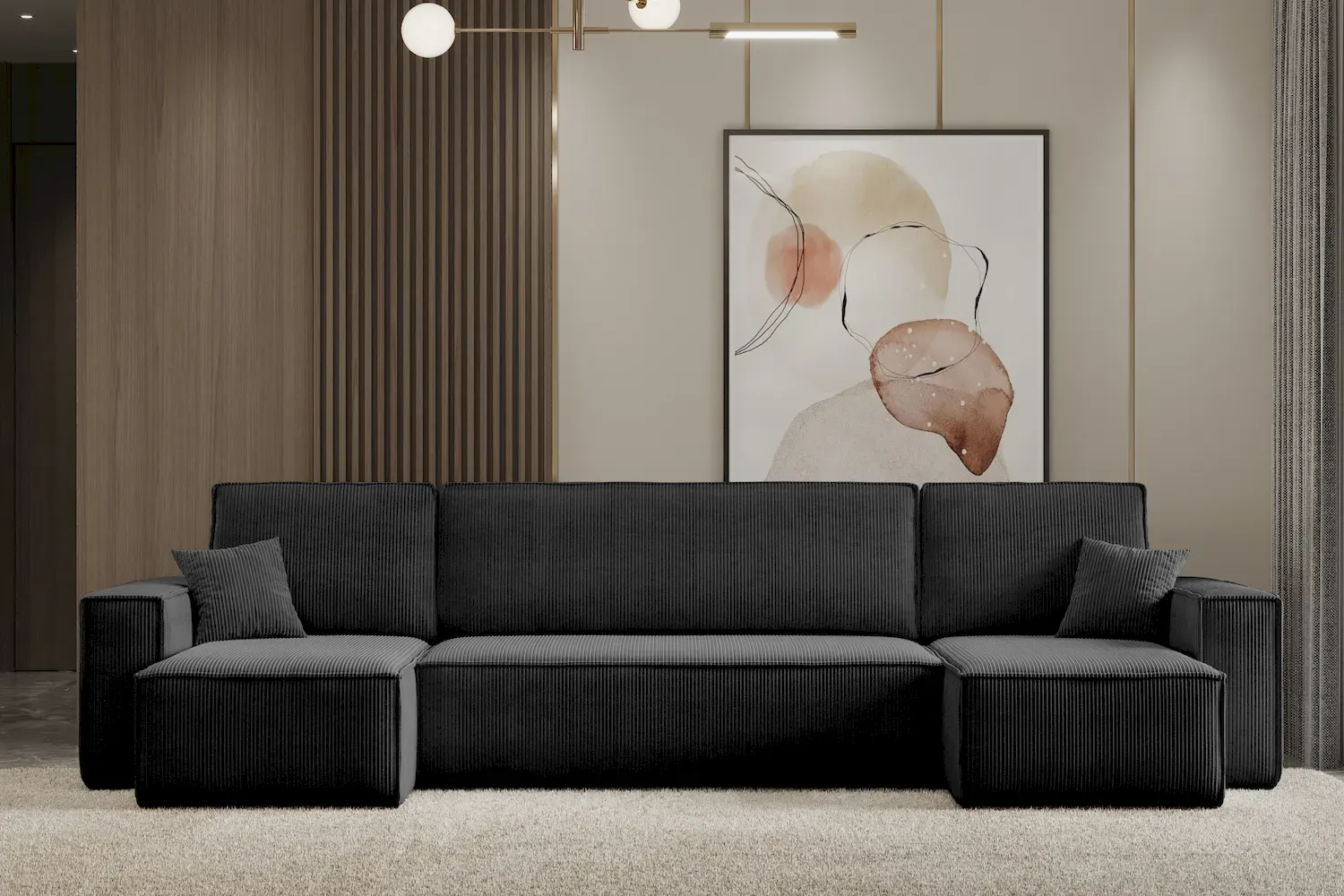 Narożnik uniwersalny KARL U rozkładany tkanina Poso 135 czarny - NAROZNIK_KARL_U_POSO135