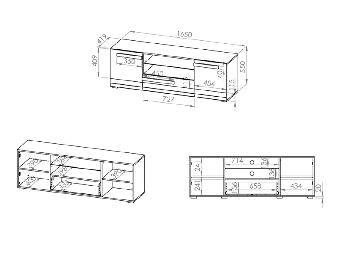 Szafka RTV 2-drzwiowa ze szklaną półką i szufladą Blanco 09 sosna śnieżna 165 cm - 1BLAN0901-001