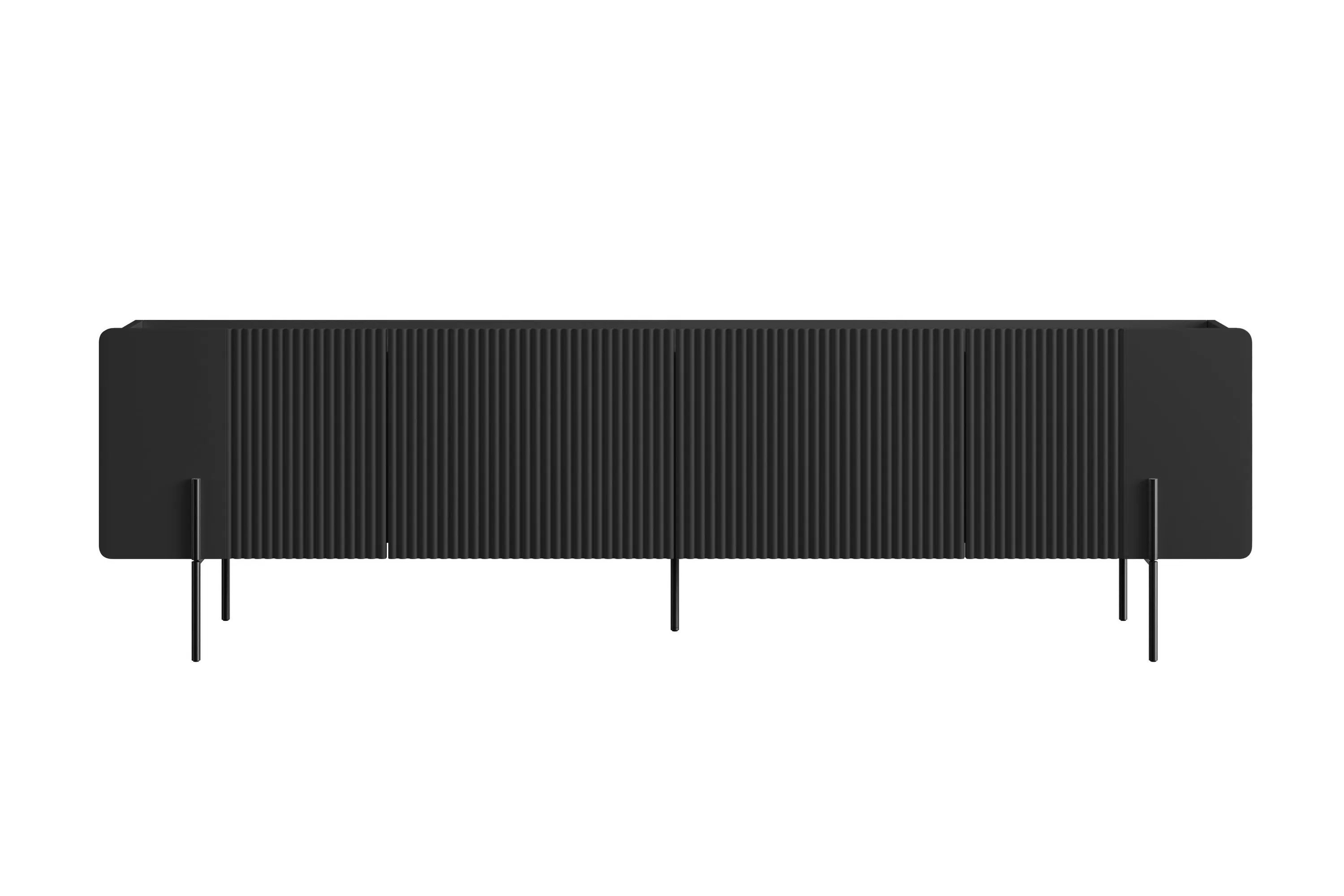 Szafka RTV 2-drzwiowa z 2 szufladami MALMI 200cm - czarna - czarne nogi - B_166978