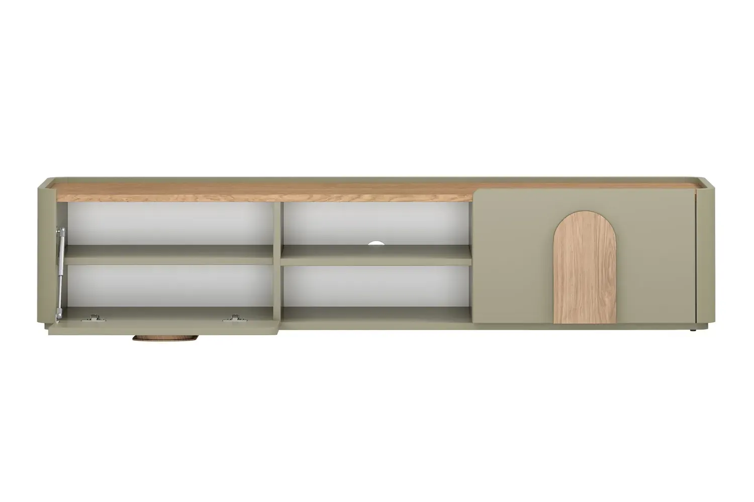 Szafka RTV z klapą i szufladą AMILIO 170 - eukaliptus dąb baltic dune uchwyty dąb naturalny - B_167074