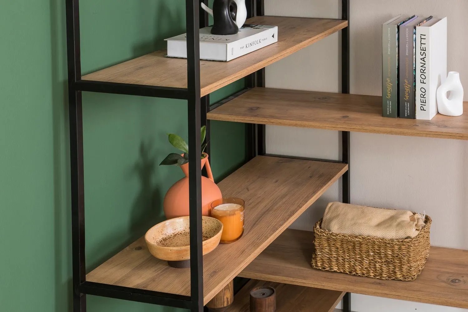 Regał narożny otwarty EDRA RAFIX 94x177 cm sosna atlantycka czarny - ASI_863SPH5130