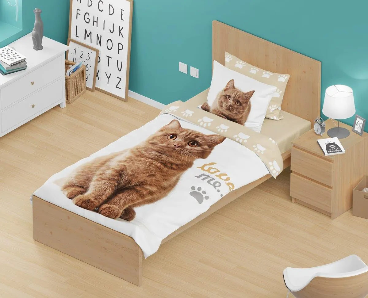 Pościel dla dzieci komplet BEST FRIENDS 006 140X200+70X90 biały beżowy - FARO_16317