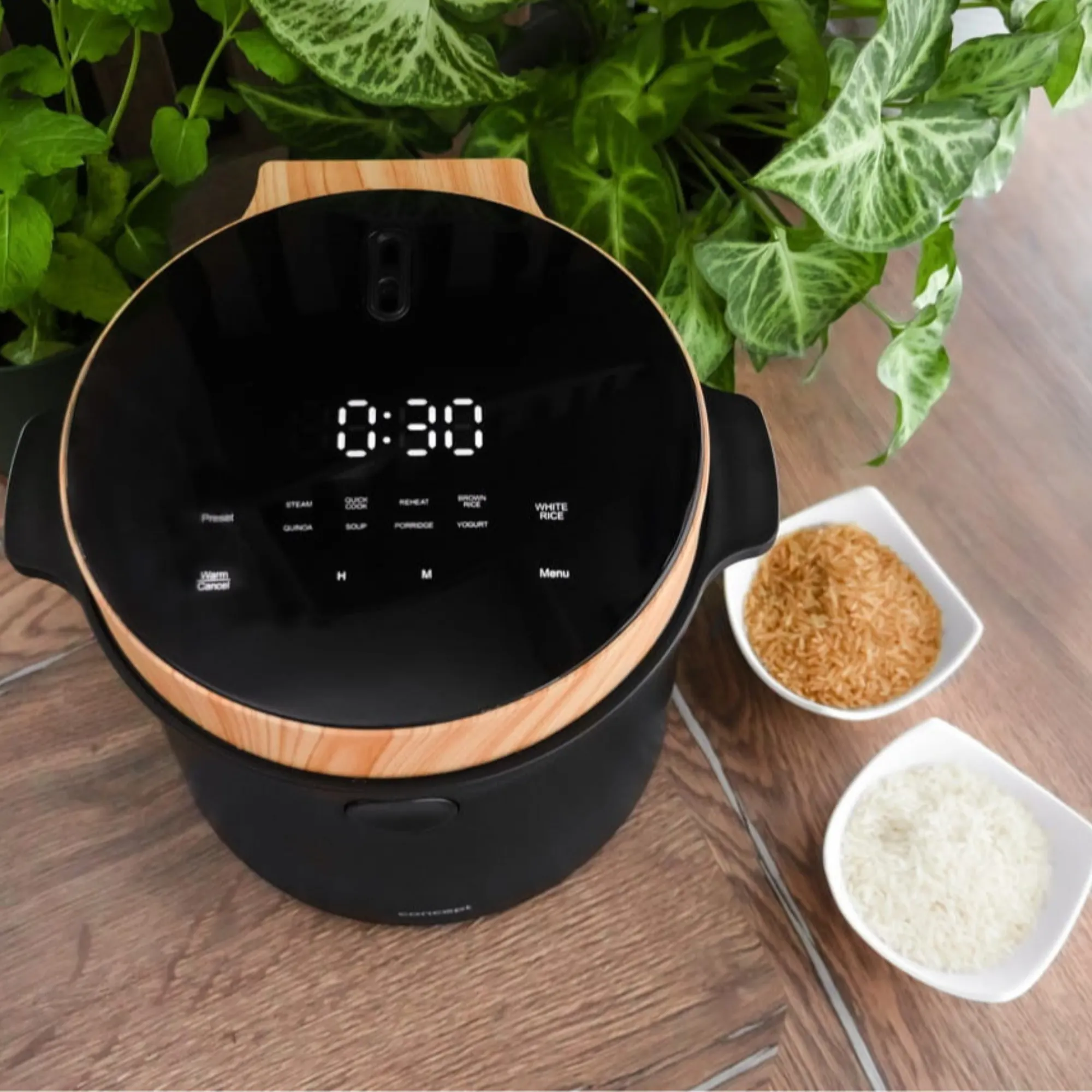 ryż, elektroniczny garnek, cyfrowy panel, czarny garnek, kuchenka wielofunkcyjna