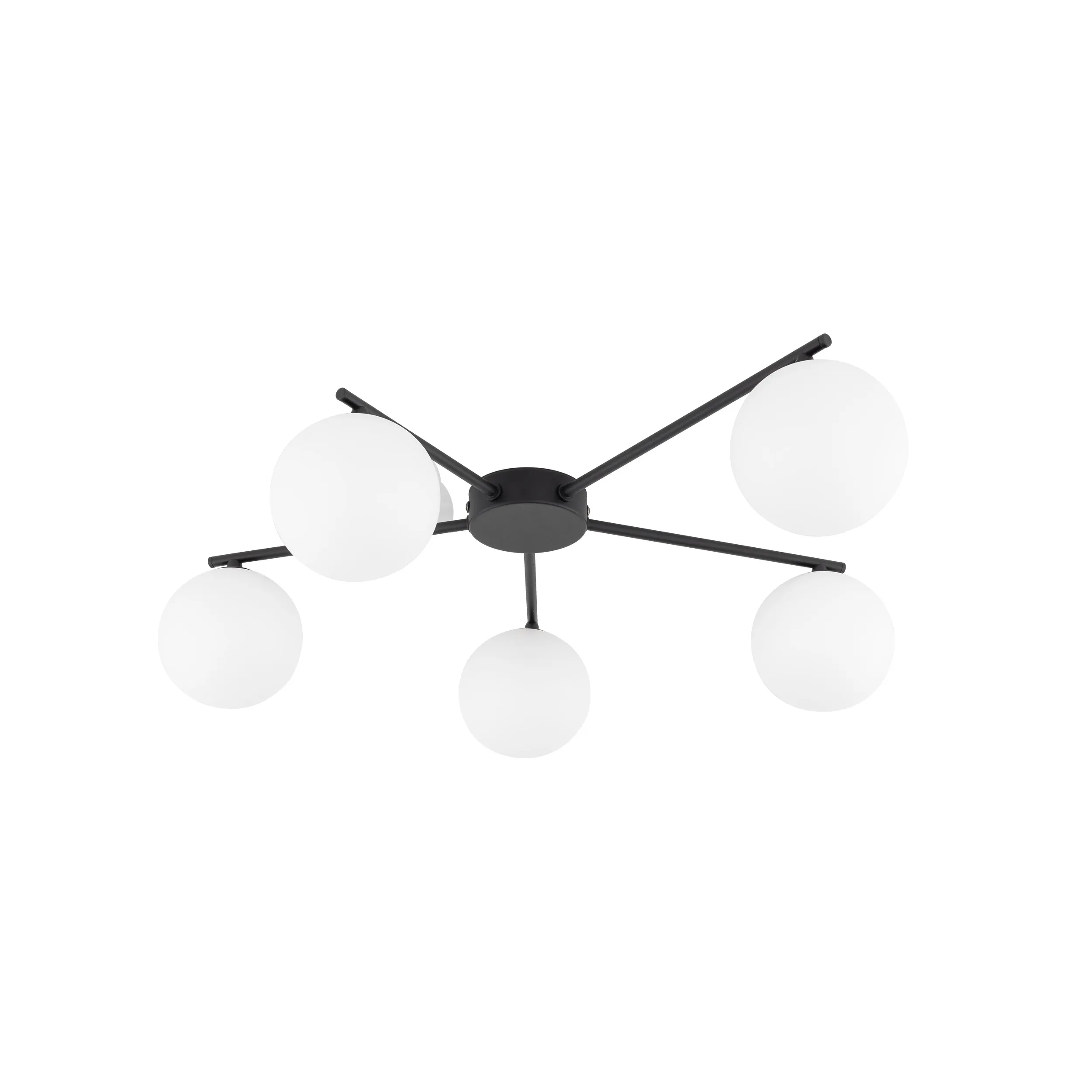 Lampa sufitowa ELTON czarna z białymi okrągłymi szklanymi kloszami 67x58x17cm Lampa sufitowa ELTON czarna z białymi okrągłymi szklanymi kloszami 67x58x17cm