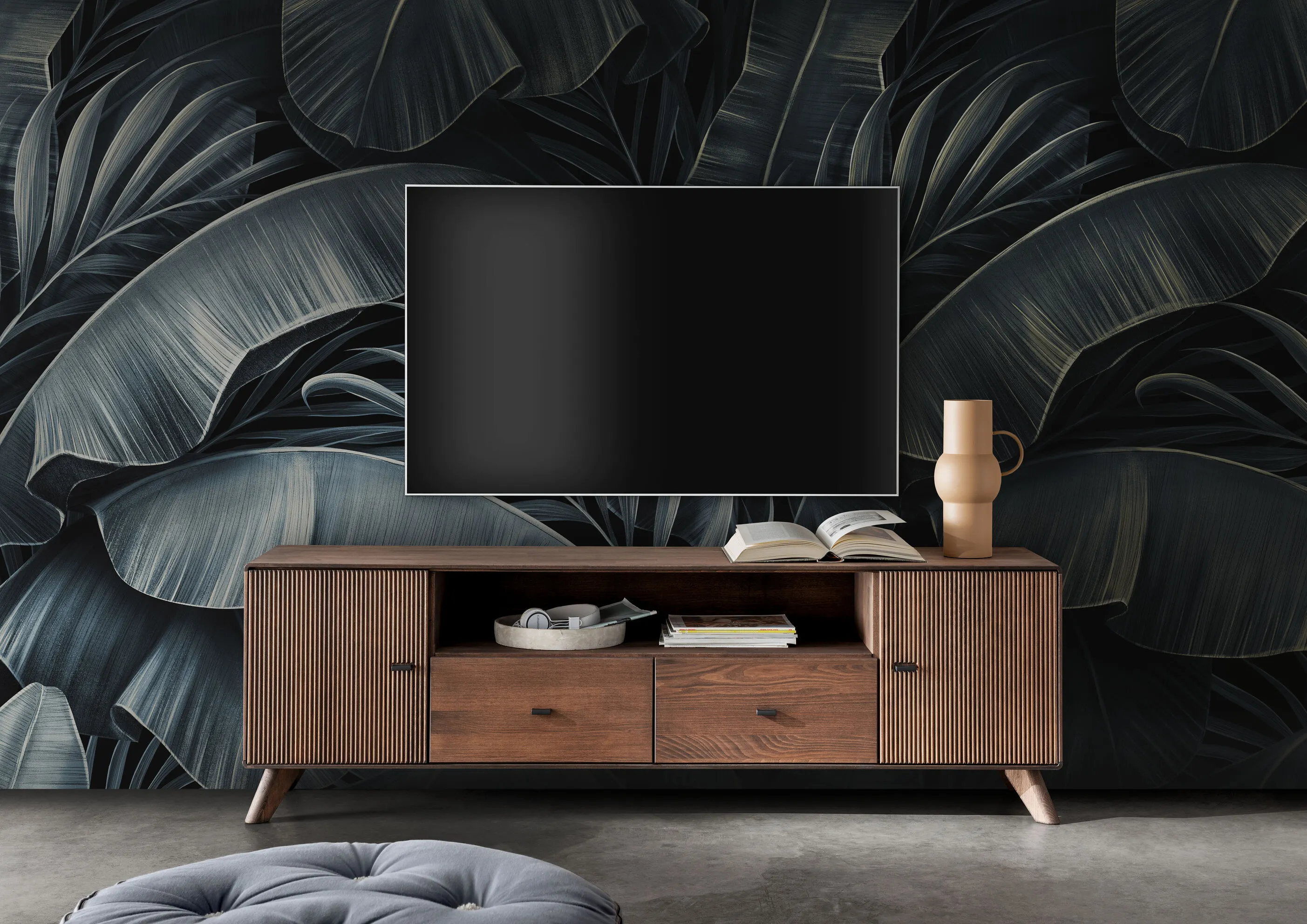 Szafka rtv bukowa ryflowana BLISS 180x57 z szufladami - GK_103624090102