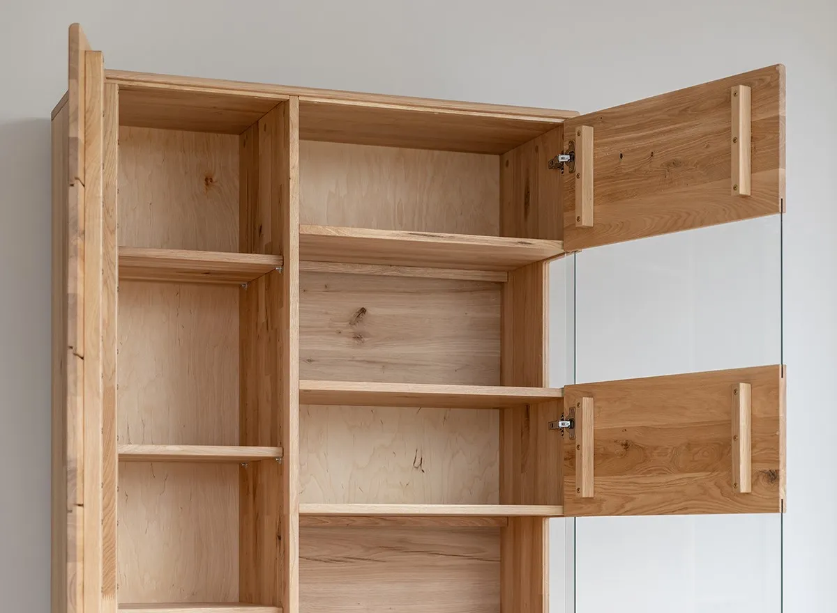 Witryna drewniana szklana DIVISIONE oświetleniem prawa dąb olejowany - ZIDIV02R